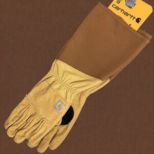 Carhartt Women's Extended Gauntlet Work Gardening Gloves Cotton Duck Brown Med